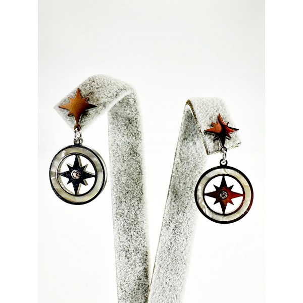 Gümüş Kuzey Yıldızı Detaylı Küpe